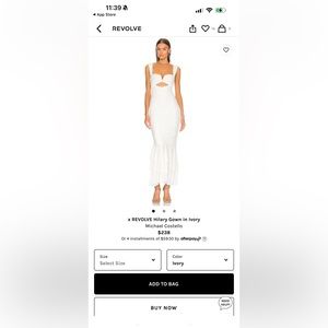 Michael Costello x Revolve Hilary gown in ivory
